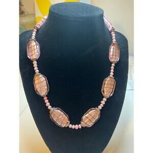 Glass beads, Pink Ribbon style with Earrings